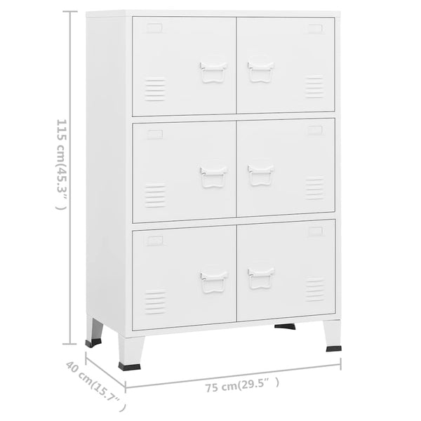 Metall Lagerschrank Industrial Weiß 75x40x115cm