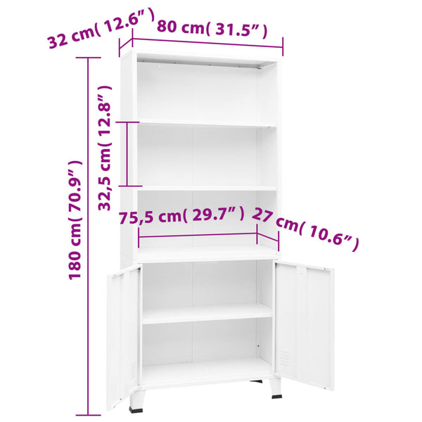 Weißes Bücherregal im Industrie-Stil 80x180 cm