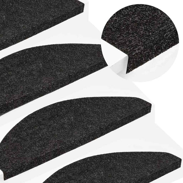 Stufenmatten Selbstklebend 15 Stk. 56x17x3 cm Schwarz