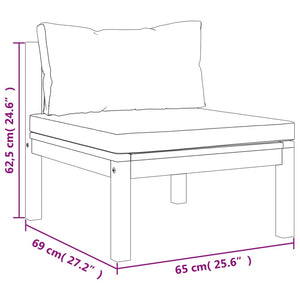 5-tlg. Garten-Lounge-Set mit Auflage Massivholz Akazie