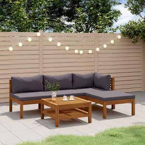 5-tlg. Garten-Lounge-Set mit Auflage Massivholz Akazie