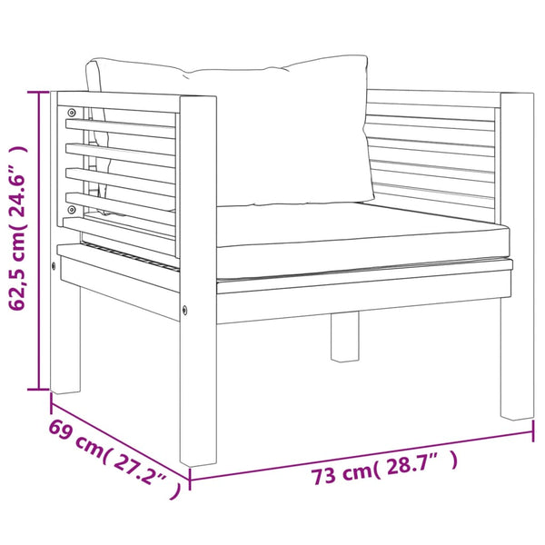 7-tlg. Garten-Lounge-Set mit Auflage Massivholz Akazie