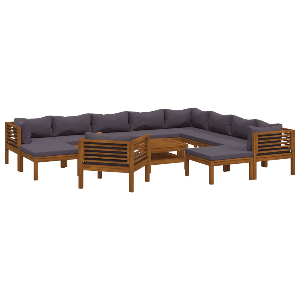vidaXL Salon de jardin 12 pcs avec coussins Bois d'acacia massif