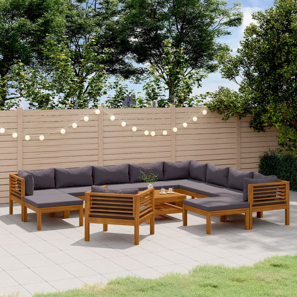 vidaXL Salon de jardin 12 pcs avec coussins Bois d'acacia massif