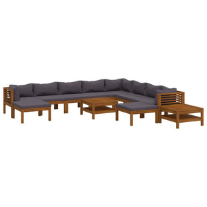 vidaXL Salon de jardin 12 pcs avec coussins Bois d'acacia massif