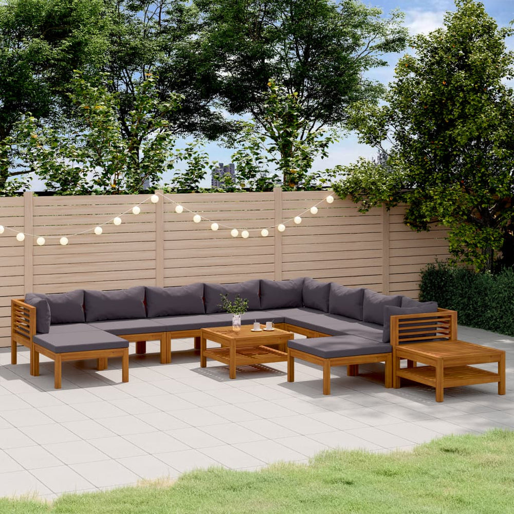 vidaXL Salon de jardin 12 pcs avec coussins Bois d'acacia massif