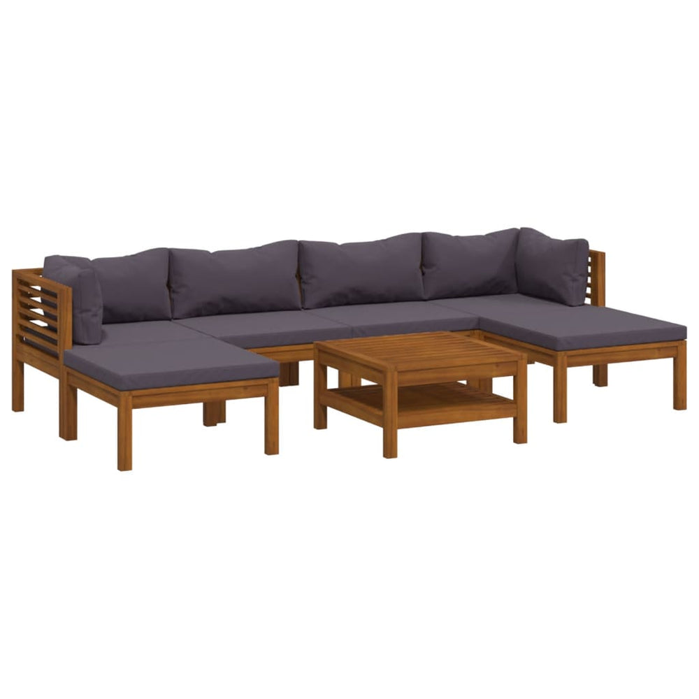 7-tlg. Garten-Lounge-Set mit Auflage Massivholz Akazie