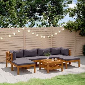 vidaXL Ensemble de jardin 7 pcs avec coussins Bois d'acacia massif