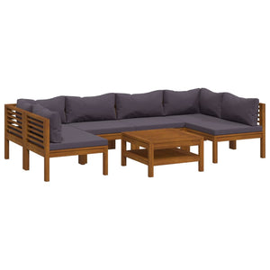 vidaXL Ensemble de jardin 7 pcs avec coussins Bois d'acacia massif