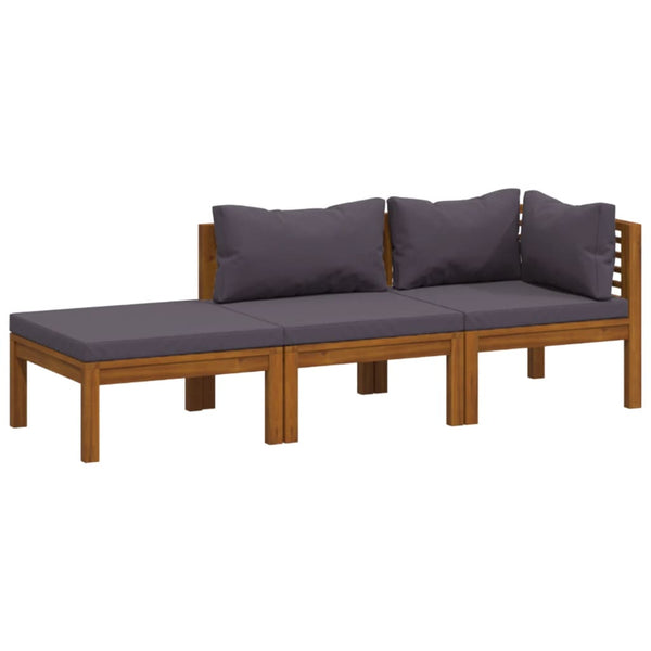 vidaXL Salon de jardin 3 pcs avec coussins Bois d'acacia massif