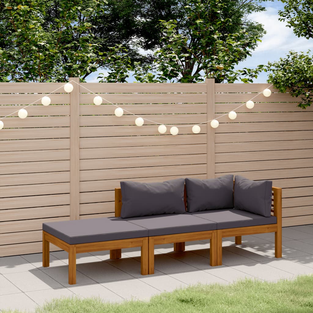 vidaXL Salon de jardin 3 pcs avec coussins Bois d'acacia massif