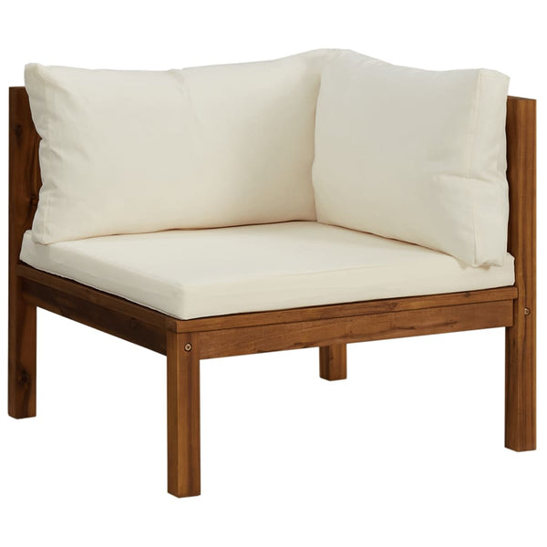 vidaXL Salon de jardin 6 pcs avec coussins crème Bois d'acacia massif