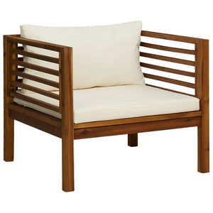 vidaXL Salon de jardin 6 pcs avec coussins crème Bois d'acacia massif