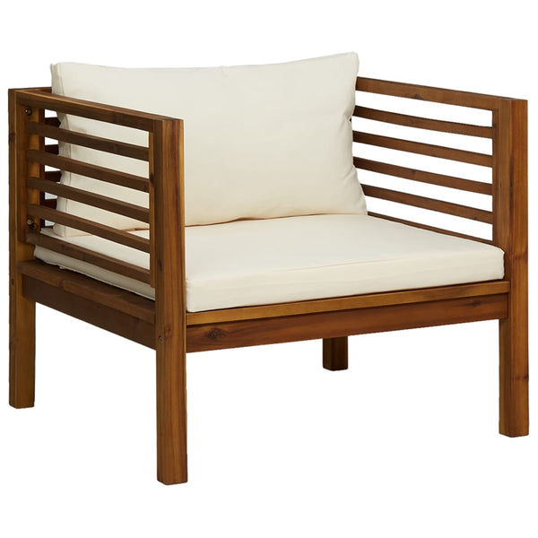 vidaXL Salon de jardin 6 pcs avec coussins crème Bois d'acacia massif