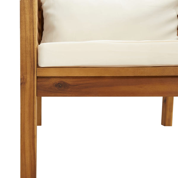 vidaXL Salon de jardin 6 pcs avec coussins crème Bois d'acacia massif