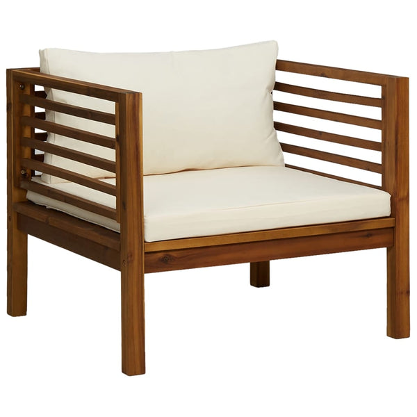 vidaXL Salon de jardin 7 pcs avec coussins crème Bois d'acacia massif