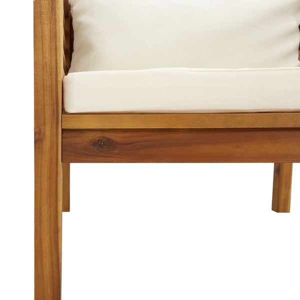 vidaXL Salon de jardin 7 pcs avec coussins crème Bois d'acacia massif