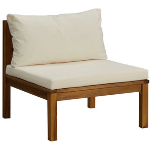 4-Sitzer-Gartensofa mit Creme Kissen Massivholz Akazie