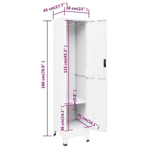 Weißer Schließfachschrank Stahl 38x45x180cm