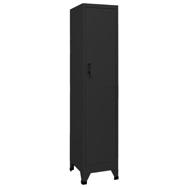 Schließfachschrank Schwarz Stahl 38x45x180 cm