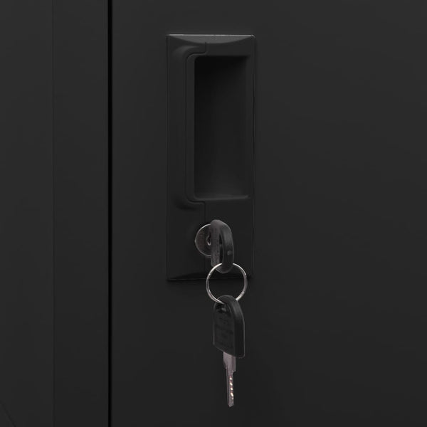 Schließfachschrank Schwarz Stahl 38x45x180 cm