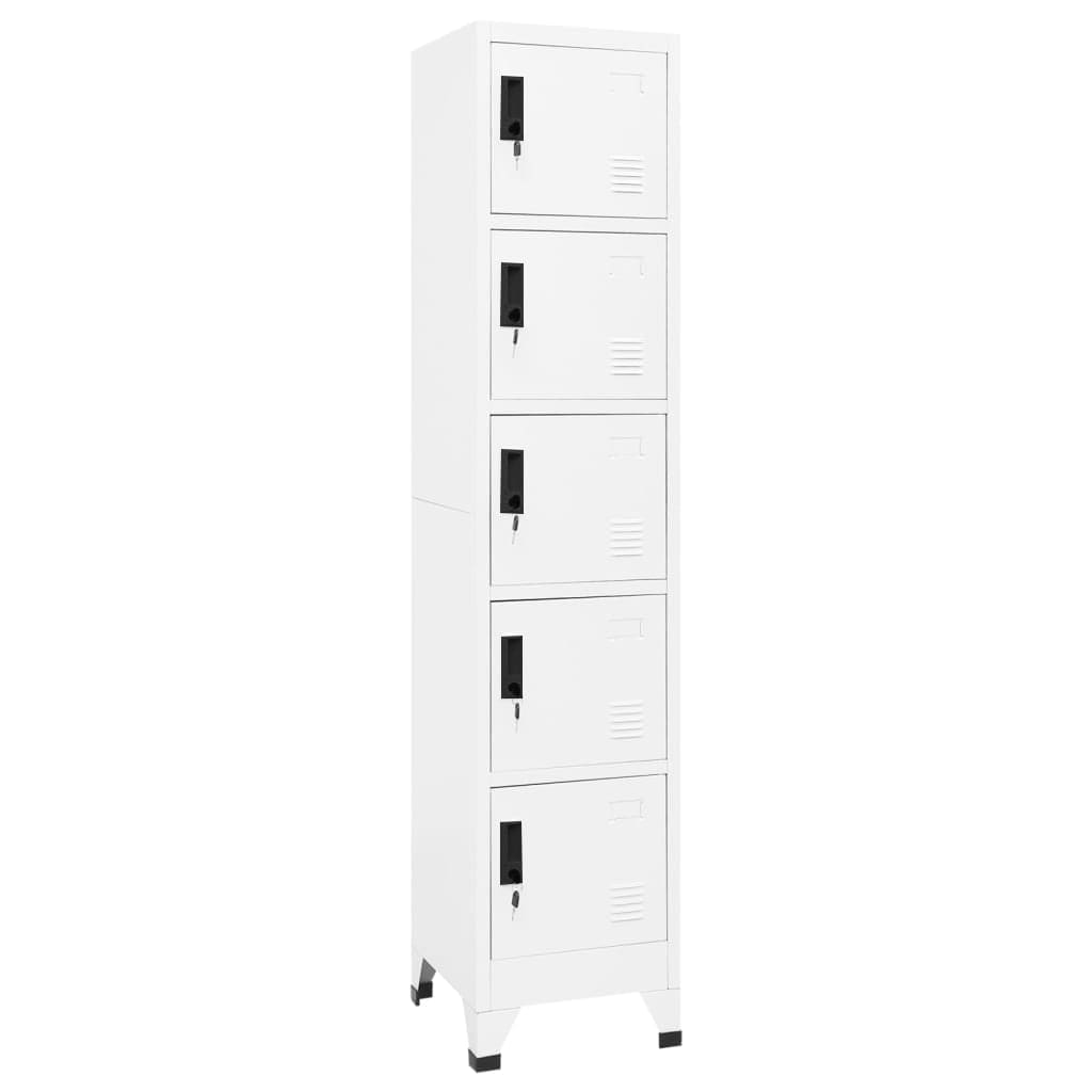Weißer Schließfachschrank aus Stahl, 180 cm