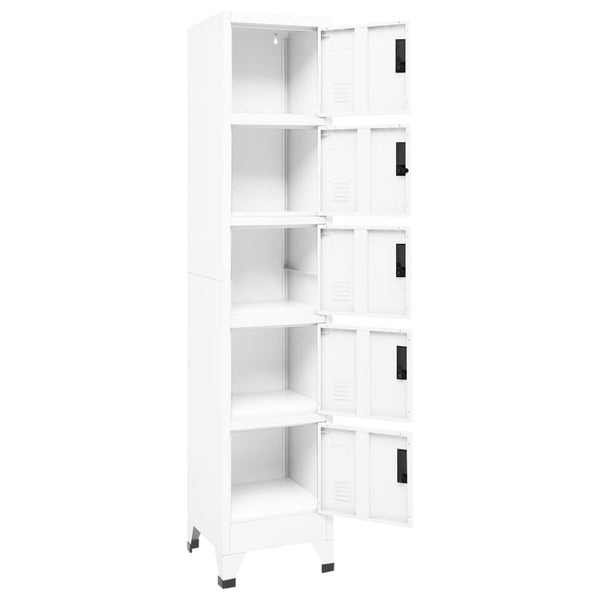 Weißer Schließfachschrank aus Stahl, 180 cm