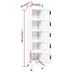 Weißer Schließfachschrank aus Stahl, 180 cm