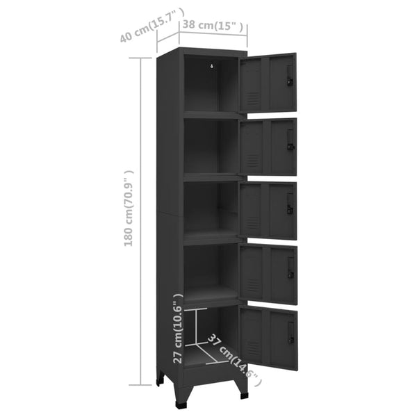 Anthrazit Schließfachschrank 38x40x180 cm