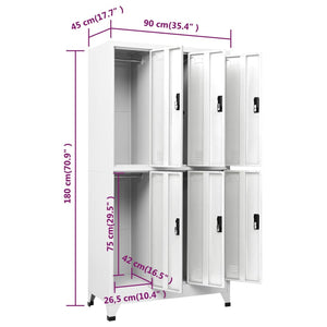 Weißer Stahlschrank, 90x45x180 cm