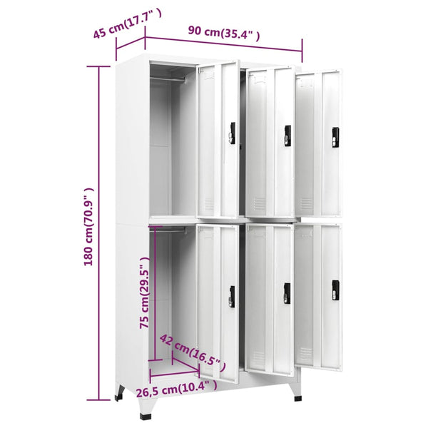Weißer Stahlschrank, 90x45x180 cm