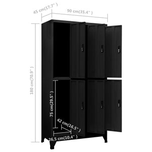 Schließfachschrank Schwarz Stahl 90x45x180cm