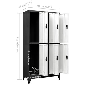 Stahlschrank Anthrazit/Weiß, 90x45x180 cm