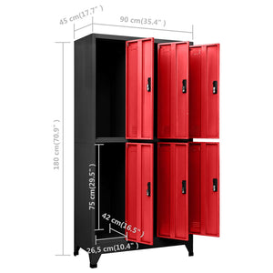 Stahlschrank Anthrazit/Rot, 180 cm