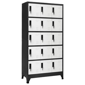 Schließfachschrank Stahl Anthrazit/Weiß 90x40x180 cm