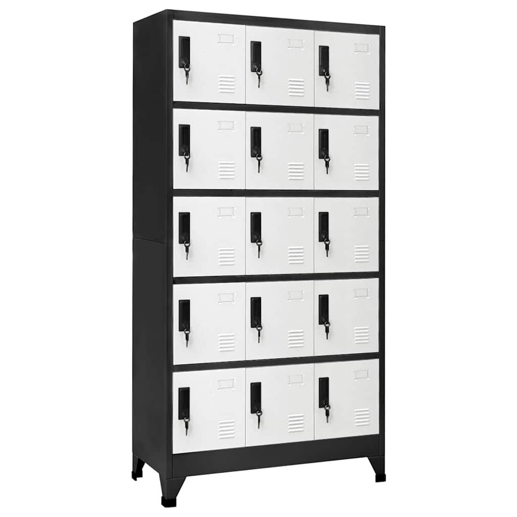 Schließfachschrank Stahl Anthrazit/Weiß 90x40x180 cm