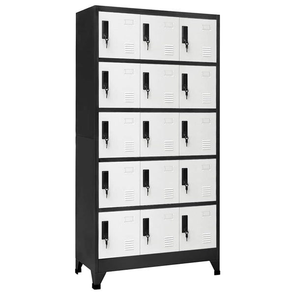 Schließfachschrank Stahl Anthrazit/Weiß 90x40x180 cm