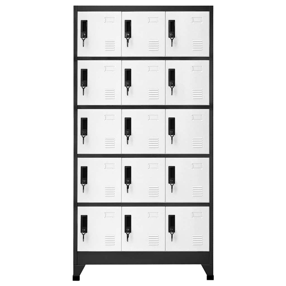 Schließfachschrank Stahl Anthrazit/Weiß 90x40x180 cm