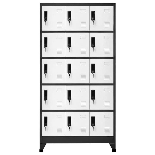 Schließfachschrank Stahl Anthrazit/Weiß 90x40x180 cm