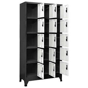 Schließfachschrank Stahl Anthrazit/Weiß 90x40x180 cm