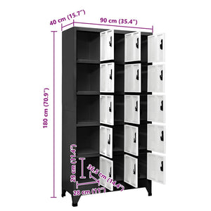 Schließfachschrank Stahl Anthrazit/Weiß 90x40x180 cm
