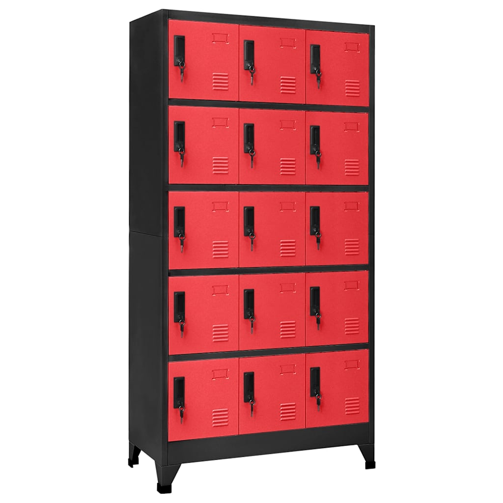 Stahl Schließfachschrank Anthrazit/Rot 90x40x180cm