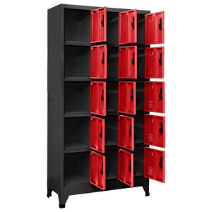 Stahl Schließfachschrank Anthrazit/Rot 90x40x180cm