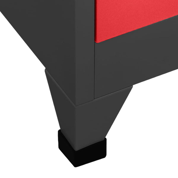 Stahl Schließfachschrank Anthrazit/Rot 90x40x180cm