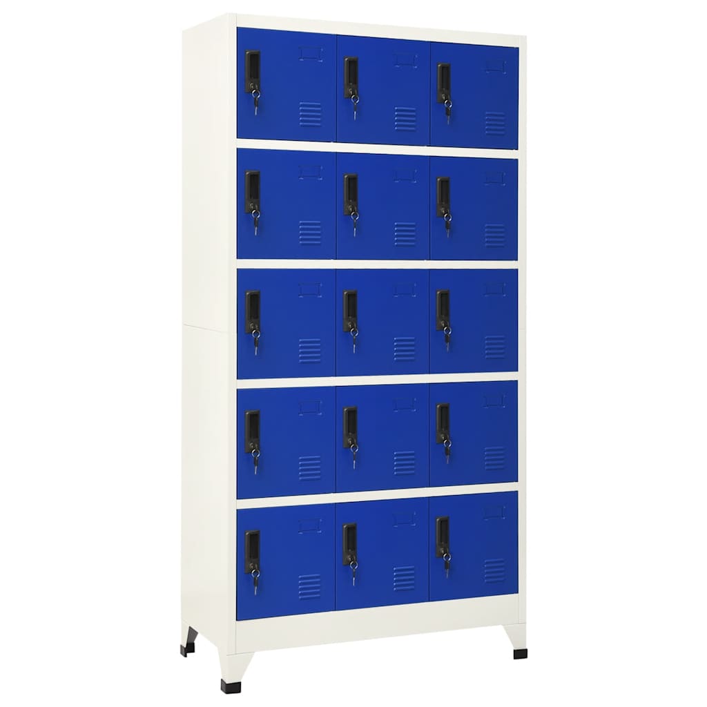 Stahl Schließfachschrank Grau/Blau 90x40x180cm