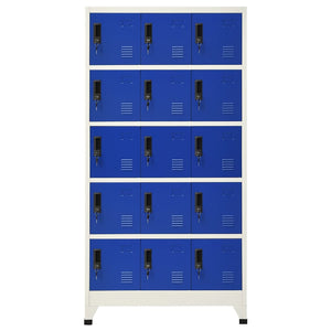 Stahl Schließfachschrank Grau/Blau 90x40x180cm