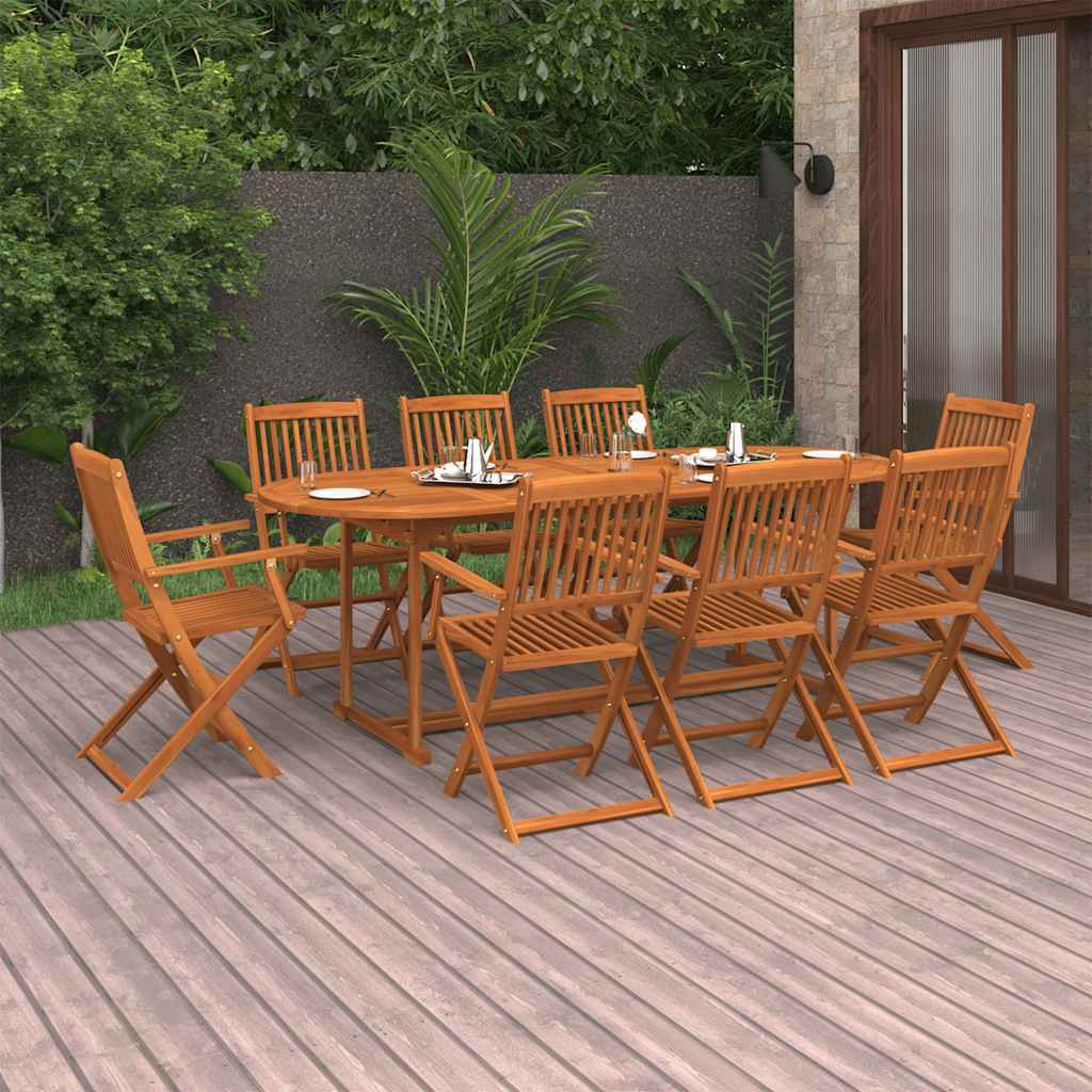 9-tlg. Garten-Essgruppe 220x90x75 cm Massivholz Akazie
