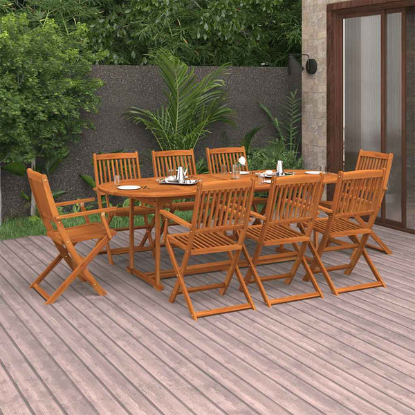 9-tlg. Garten-Essgruppe 220x90x75 cm Massivholz Akazie