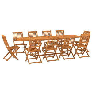 vidaXL Salle à manger de jardin 11 pcs 280x90x75 cm Bois d'acacia massif