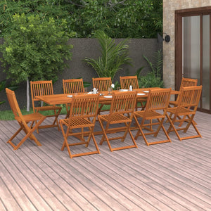 vidaXL Salle à manger de jardin 11 pcs 280x90x75 cm Bois d'acacia massif